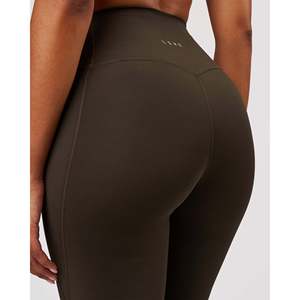Fusion V-Contour High-Rise Flared <b>Leggings</b> with <b>Pockets</b> Breathable Knit Fabric Casual Logo Print Size XL - Product Image 5