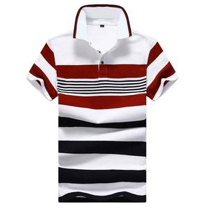Polo de Manga Corta Ajustado para Hombre, Estilo Coreano, Camiseta de Media Manga Informal con Rayas y Logotipo Bordado - Product Image 1