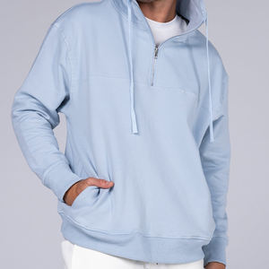 Sudadera con capucha orgánica de media cremallera para hombre, Sudadera con capucha de lana de algodón para hombre, ropa de calle personalizada, sudaderas con capucha informales al por mayor - Product Image 6