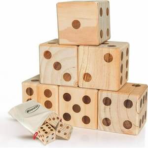 Jeu de dés géants pour la cour |   Yardzee & Farkle avec seau en bois |   Finition de qualité supérieure |   Vente en gros directe d'usine - Product Image 1