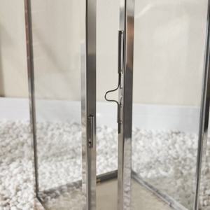 2025 Luxury Metal Candle Pillar Holder <b>Lantern</b> Gold and Silver Christmas Home Decorations Handmade Square - Product Image 3