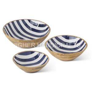 Bols de service en bois d'acacia de qualité supérieure Bols à soupe et fruits imprimés écologiques en bois naturel - Product Image 5