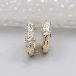 Round Cut Diamond Pave <b>Huggie</b> Hoop Earrings in <b>Solid</b> <b>Gold</b> Luxury 0.70ct Hoops - Product Image 5