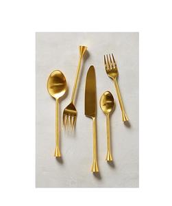 ชุดช้อนส้อมมีดก้นสามเหลี่ยมหรูหราพร้อมด้ามจับที่ทันสมัยที่สุดเครื่องล้างจานปลอดภัยและทนทานกระจกขัดเงา - Product Image 1