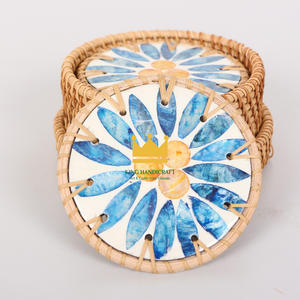 Juego de posavasos de madera portátiles de gran oferta y precio barato, alfombrilla para taza de té con aislamiento térmico y ratán para bebidas y tazas de té - Product Image 3