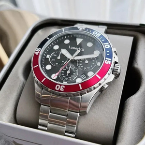 F-S Erkek Basit Para Saati Kronograf Gece Tarih Safir Kristal İbreli 22mm Paslanmaz Çelik Kordonlu Su Geçirmez Quartz - Product Image 5