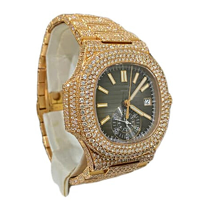 Reloj de Diamantes Moissanite de Acero Inoxidable de Alta Gama, Correa Brillante con Aspecto Helado, Movimiento ETA Duradero, Declaración de Moda Perfecta, Cuarzo - Product Image 6