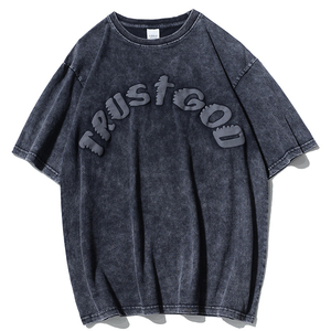 Venta al por mayor Drop Shoulder Oversized Hombres Camiseta Personalizada Contraste Costura Tallas grandes 100% Algodón - Product Image 2