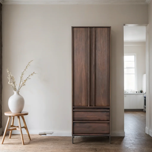 Moderno y lujoso gabinete de almacenamiento personalizado hecho a mano de madera maciza sheesham con cajón y estantes - Product Image 1