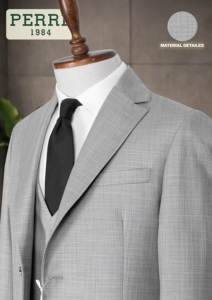 Costume d'affaires gris en laine pour homme, simple boutonnage, col cranté, style britannique, infroissable, coupe classique - Product Image 2