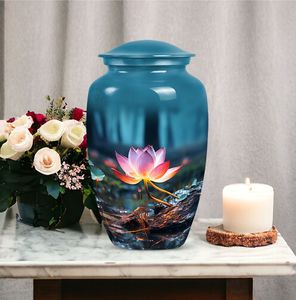 Urna Funeraria para Cenizas Humanas Adultas con Diseño de Flor de Lis, Gran Capacidad, Estilo Europeo Americano, Ecológica, Personalizable, 220 Pulgadas Cúbicas - Product Image 2