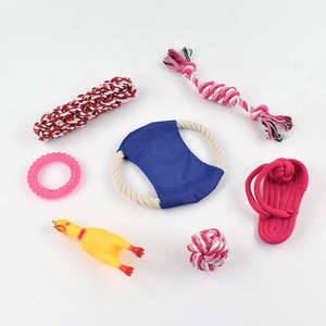 Ensemble de jouets à mâcher en corde de coton durable et écologique pour petits animaux, jeu interactif pour chiots et chiens - Product Image 1