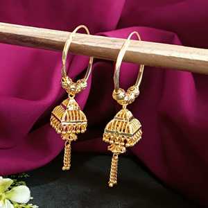 Pendientes de aro de tono dorado Efulgenz para mujer, pendientes indios Jhumka estilo Dubái, conjunto de pendientes Jhumki con borla Jhumka - Product Image 2