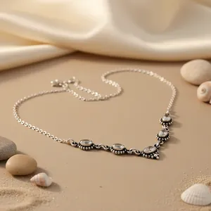 Collar de Plata de Ley 925 para Mujer, Estilo Vintage, Chapado en Rodio, con Cristales de Imitación y Cadena de Serpiente, para Uso Diario - Product Image 1