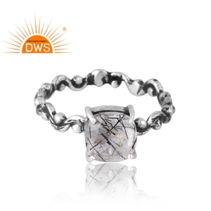 แหวนพลอยอัญมณีสีดำธรรมชาติทำจากเงินสเตอลิง925แบบสั่งทำ - Product Image 3