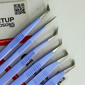 Pince à cils GETUP BROSONS IMPEX en acier inoxydable avec manche rainuré antidérapant, droite, courbée, isolation à 90 degrés, pointe volume - Product Image 2