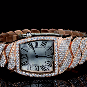 Montre analogique unique en acier inoxydable, style hip-hop sportif et tendance, avec diamants de moissanite personnalisés, couleur or antique, résistante à l'eau - Product Image 5