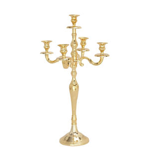 Chandelier à 5 bras en aluminium métallique de grande taille, design dernier cri, qualité exceptionnelle, plaqué or, centre de table pour mariage, décoration de table - Product Image 4