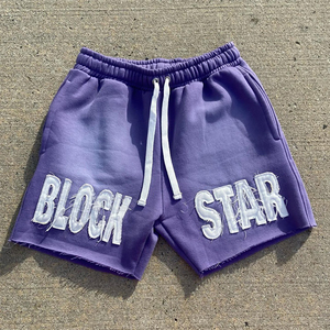 100% algodón desgastado bordado sudor corto logotipo personalizado ácido lavado ropa casual hombres pantalones cortos - Product Image 4