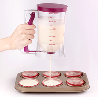 Ensemble de distributeurs de pâte en plastique manuels pour crêpes et muffins avec poignée à presser, outil de pâtisserie DIY