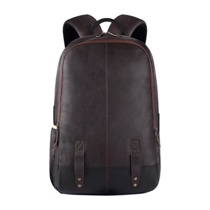 Sac à dos pour ordinateur portable en cuir véritable RFID unisexe de 23 pouces, fait à la main, personnalisé pour hommes et femmes, avec fermeture à glissière pour usage scolaire - Product Image 4