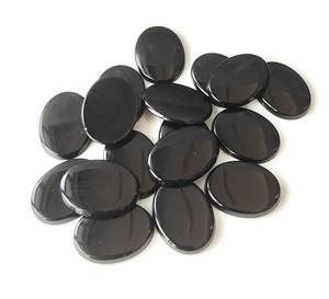 เหรียญโอนิกซ์สีดำธรรมชาติอัญมณีหลวม3x5mm-20x30mm รูปวงรีทั้งสองด้านแบนสำหรับทำเครื่องประดับ - Product Image 4