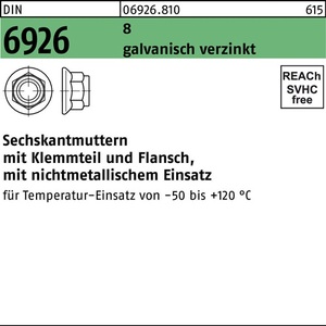 Tuerca Hexagonal DIN 6926, Elemento de Sujeción con Brida M6, Paquete de 100 - Product Image 1