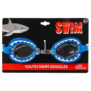 Lunettes de natation pour jeunes Shark, monture en silicone bleue, protection UV400, anti-buée, sangle réglable, verres imprimés dents de requin, sous licence HER - Product Image 3