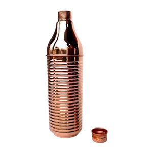 Copper Water Bottle Handmade Ayurvedic Health Benefits <b>Drinkware</b> Polished Design With Screw Cap Eco-Friendly Yoga Travel Bottle - Product Image 1