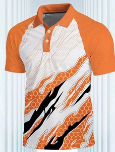 Maillot de basket-ball pour hommes ligne ondulée vêtements de sport pour hommes polo imprimé extérieur rue décontracté manches courtes bleu orange été - Product Image 6