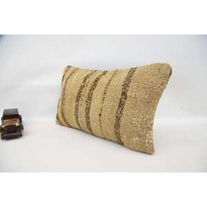 Alfombra Kantha de lana beige 12X20 pulgadas Almohada tejida con patrón vintage - Product Image 4