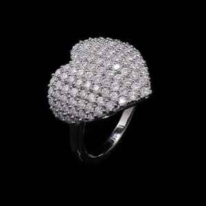 Venta caliente 1,5 Moissanite 4,5 quilates anillo de corazón de diamante Natural 925 plata esterlina hermoso anillo de corazón de diamante grande regalo - Product Image 1