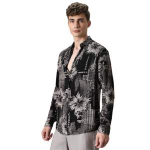 Camisa de plumas monocromática moderna Slim Fit costura fina tela ligera perfecta para salidas casuales y estilo único - Product Image 2