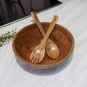 Tazón Redondo de Madera Clásico Pulido Marrón de Lujo para Cocina y Comedor, Ecológico, Apto para Alimentos, para Ensaladas y Bocadillos, por HANNAN HANDICRAFT - Product Image 4