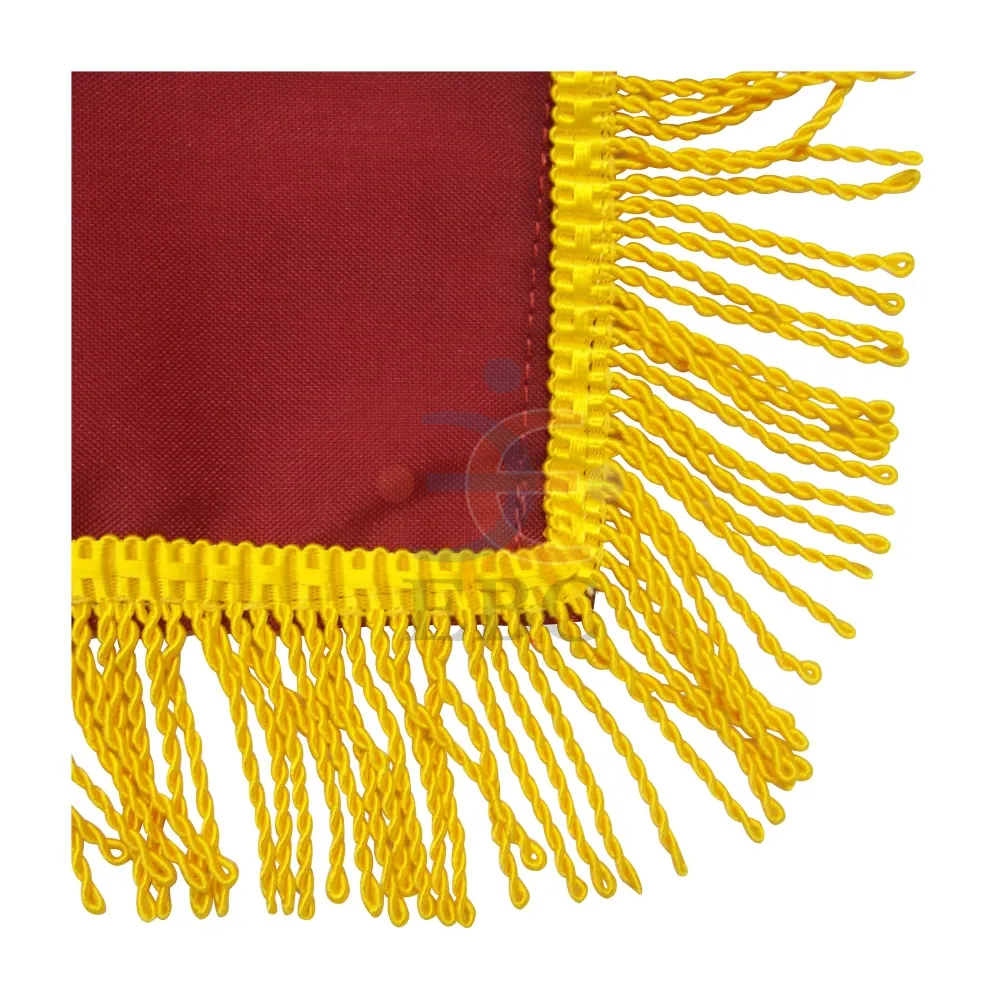 Frange de drapeau en or jaune OEM, frange de drapeau de mode personnalisée en soie Polyester coton fil métallique oris doré et fil de Bullion