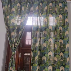 Elegante diseño personalizado Pavo Real gris Floral impreso algodón varilla bolsillo cortinas hermosa ventana Decoración Luz completa sombreado para - Product Image 1