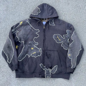 Vêtement de camouflage en détresse Sun Fade Blasted Hoodie Shotgun Doublure matelassée peinte Warmer Hoodies blanchis - Product Image 2