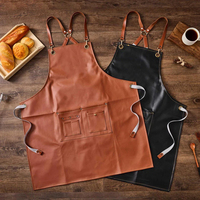 Tablier de travail en cuir marron robuste et réutilisable, imperméable et résistant au feu, multifonctionnel pour pique-nique, barbecue, pâtisserie et protection de bouteille