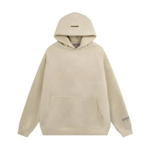 เสื้อฮู้ดสวมหัวโอเวอร์ไซส์สำหรับผู้ชายผ้าคอตตอนโพลีเอสเตอร์โอเวอร์ไซส์กำหนดเองได้3D สีล้วนมีกระเป๋าพิมพ์ลายพัฟทรงหลวมสำหรับฤดูใบไม้ร่วง - Product Image 1