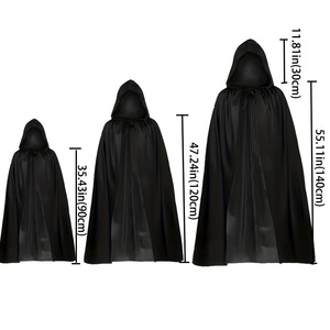 Capa de Satén con Capucha, Larga, Unisex, para Adultos, Disfraz Gótico de Halloween, Cosplay, Eventos Temáticos, Fiestas, Venta al Por Mayor, OEM, ODM - Product Image 4