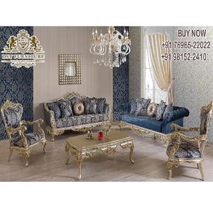 Classy 8 Seater Teak Wood Livingroom Sofa Set Luxurious <b>High</b> <b>Gloss</b> Living Room Set European Design Golden Polished Sofa - Product Image 1
