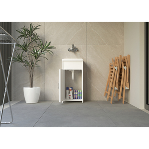 Mobile Bagno Mongardi Bianco 40L X 40P X 85H cm in Resina con Lavabo in Ceramica, da Terra, Resistente agli Acidi per Interni/Esterni - Product Image 5