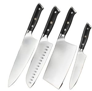 Juego de Cuchillos de Cocina Profesionales Modernos, Acero al Carbono, Hechos a Mano, Mango de Madera de Ébano Natural, Cuatro Piezas, Ambidiestros - Product Image 1