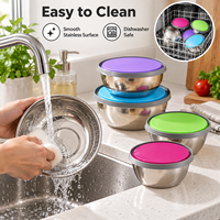 Ensemble de récipients de stockage alimentaire en acier inoxydable OEM avec couvercle de couleur personnalisée pour la préparation des repas, des déjeuners et des bento en cuisine