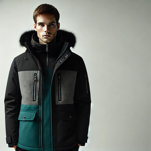 Parka de invierno para hombre de alta calidad, chaqueta impermeable gruesa y cálida con decoración de piel, ropa de abrigo informal, abrigo largo medio - Product Image 5