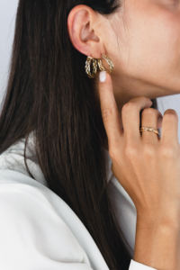 Pendientes de Aro de Alta Calidad al por Mayor, Amarillos, Cuatro Tubos, 20 mm, Chapados en Oro de 18K sobre Plata de Ley 925 - Product Image 4