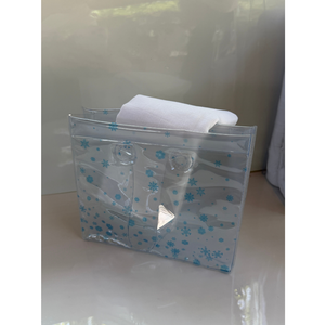 Sac fourre-tout personnalisé en PVC transparent avec soufflet sur 3 côtés, pochette d'emballage de luxe pour serviettes et couvertures avec poignée découpée intégrée - Product Image 4