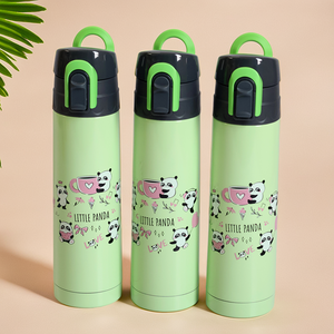 Linda Botella de Agua de Acero Inoxidable de 500 ml con Diseño de Panda, Termo de Vacío de Goma con Estilo Divertido para Viajes - Product Image 1