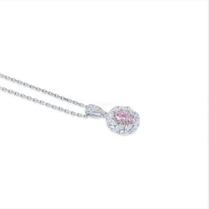 Unique Style Eco-Friendly Oval Cut Diamond Necklace Lab Grown <b>Pink</b> Diamond Necklace for <b>Gift</b> 14K White Gold Women's Pendant - Product Image 3