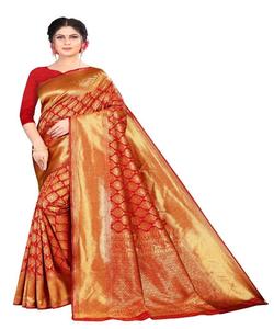 TENDANCE PURE SOIE SAREE JACQUARD TRAVAIL SAREE AVEC BLOUSE NON COUCHÉE VÊTEMENT DE MARIAGE PRIX DE GROS VÊTEMENT ETHNIQUE - Product Image 1